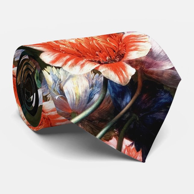 PINK RED ANEMONES WHITE FLOWERS,BUTTERFLY IN BLACK TIE (Rolled)