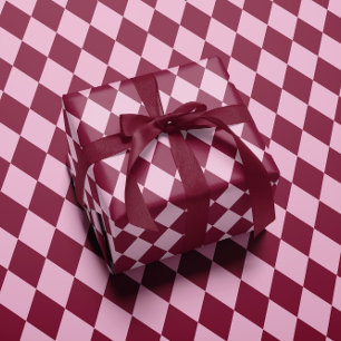 Pink red argyle pattern Christmas Wrapping paper