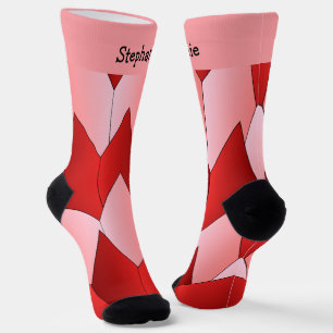 Pink Red Art Deco Design Socks