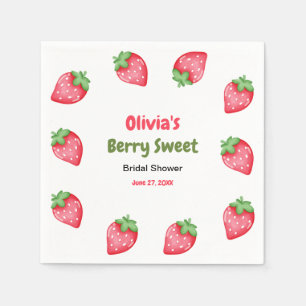 Pink & Red Berry Sweet Strawberry Bridal Shower Napkin