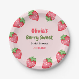 Pink & Red Berry Sweet Strawberry Bridal Shower Paper Plate