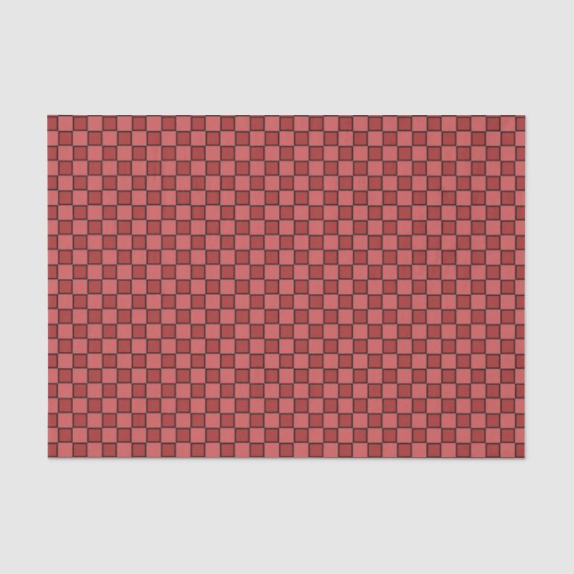 Pink Red Black Chequerboard Pattern Tissue Paper (Front)
