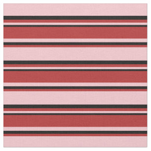 Pink, Red & Black Lined Pattern Fabric