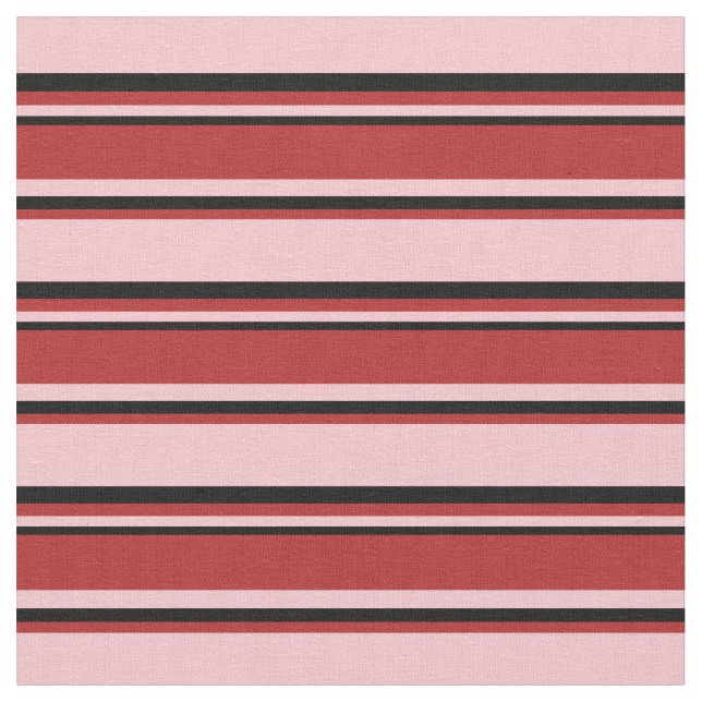 Pink, Red & Black Lined Pattern Fabric (Close Up)