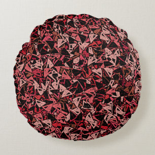Pink Red Black Triangle Seamless Pattern  Round Cushion