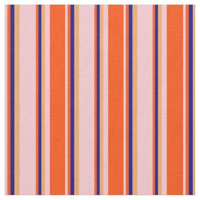 Pink, Red, Blue, and Brown Stripes/Lines Pattern Fabric (Close Up)