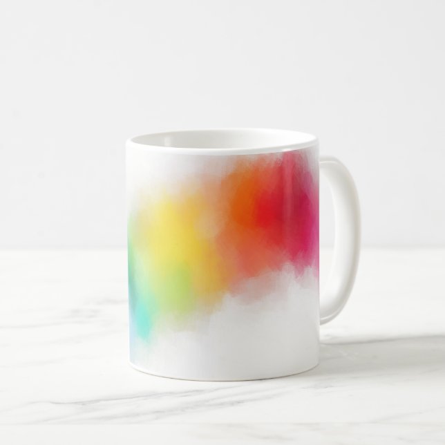 Pink Red Blue Purple Yellow Green Rainbow Colours Coffee Mug (Front Right)