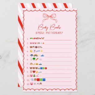 Pink & Red Bow Baby Books Emoji Pictionary Game