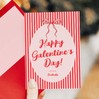 Pink Red Bow Galentine's Valentine's Day Card