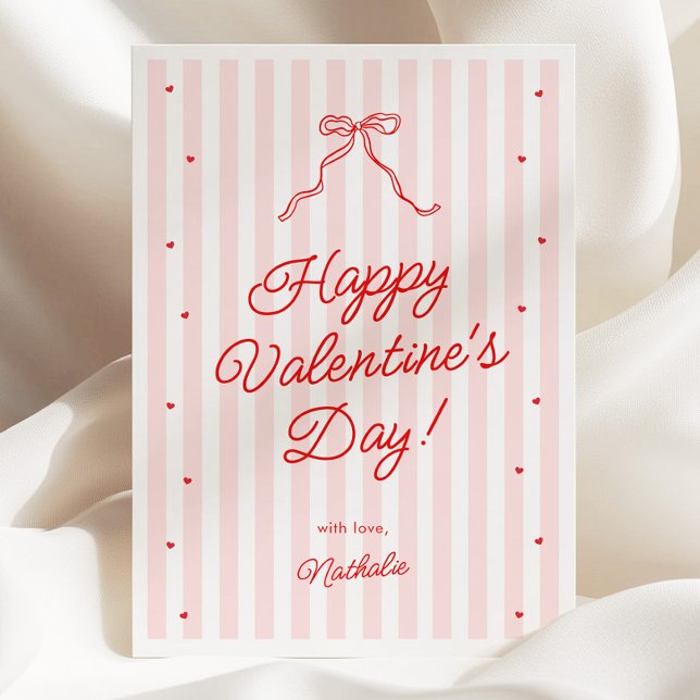 Pink Red Bow Galentine's Valentine's Day Card (Creator Uploaded)