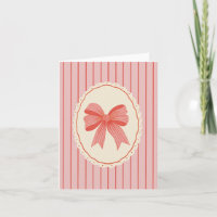 Pink & Red Bow Grandmillennial Blank Folded Xmas