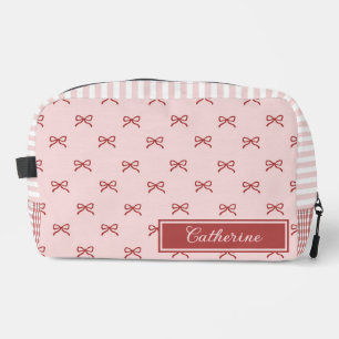 Pink & Red Bow Pattern Gingham Coquette Cosmetic  Dopp Kit
