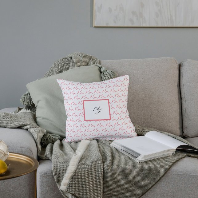 Pink red bright colourful seahorse pattern  cushion (Creator Uploaded)