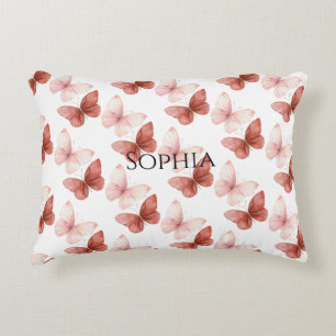 Pink Red Butterflies Glitter Decorative Cushion