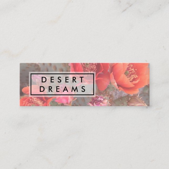 Pink Red Cactus Flower Desert Garden Photo Travel Mini Business Card (Front)