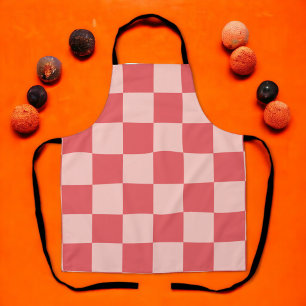 Pink Red Chequered Gingham Pattern Apron