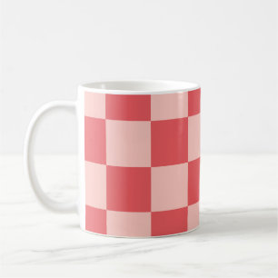 Pink Red Chequered Gingham Pattern Coffee Mug