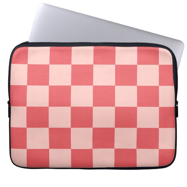 Pink Red Chequered Gingham Pattern Laptop Sleeve (Front)