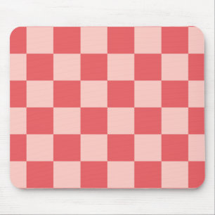 Pink Red Chequered Gingham Pattern Mouse Pad