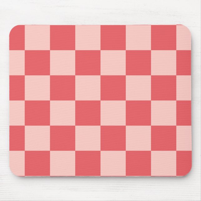 Pink Red Chequered Gingham Pattern Mouse Pad (Front)