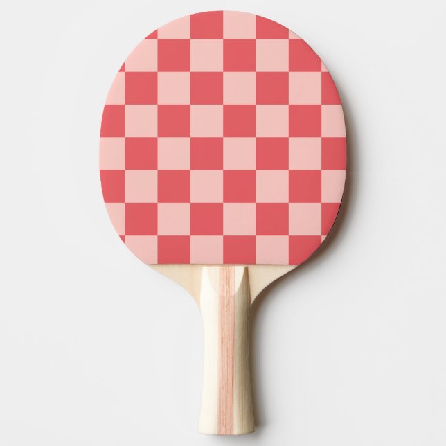 Pink Red Chequered Gingham Pattern Ping Pong Paddle (Front)