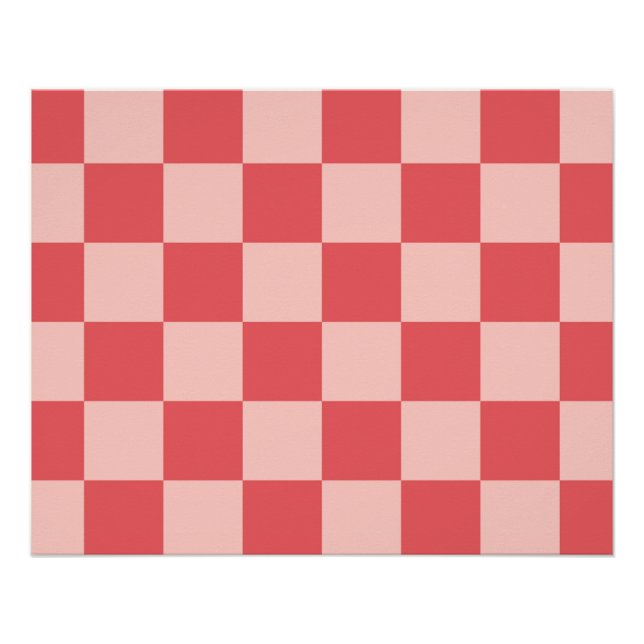 Pink Red Chequered Gingham Pattern Poster (Front)
