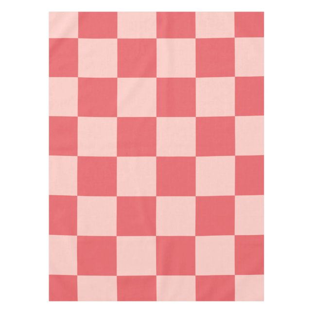 Pink Red Chequered Gingham Pattern Tablecloth (Front)