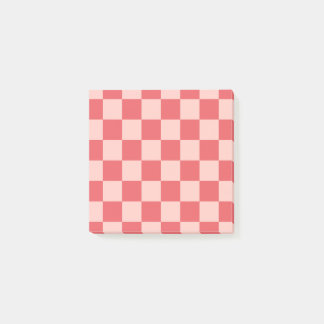 Pink Red Chequered Minimalist Retro Feminine Post-it Notes