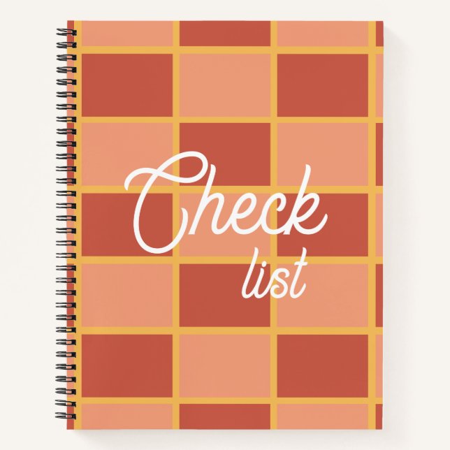 Pink Red Chequered Square Pattern Notebook (Front)