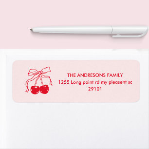 Pink & Red Cherry Birthday Return Address Label