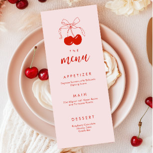 Pink Red Cherry Bridal Shower Menu