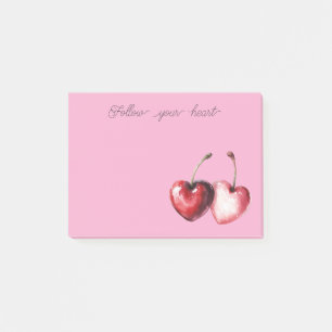 Pink Red Cherry Hearts Post-it Notes