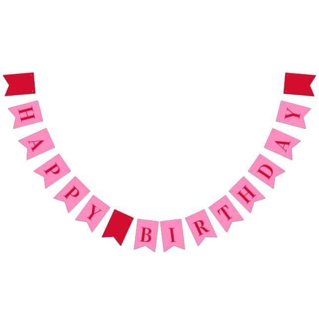 Pink Red Chic Happy Birthday Bunting (All)