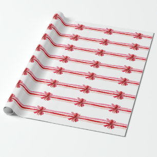 Pink Red Christmas Bows Holiday Wrapping Paper