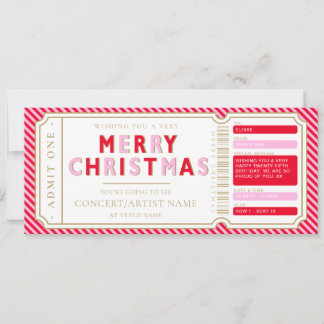 Pink Red Christmas Concert Ticket Gift Voucher Invitation