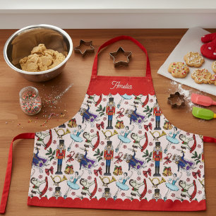 Pink & Red Christmas Nutcracker Ballet Kids Apron