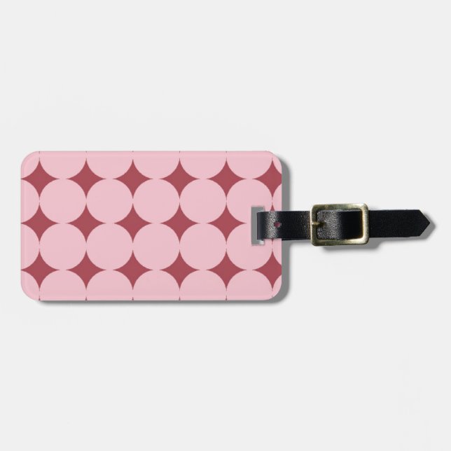 Pink Red Circle Pattern Luggage Tag (Front Horizontal)