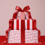 Pink Red Classic Stripes Wrapping Paper Sheet<br><div class="desc">Pink Red Classic Merry Christmas Wrapping Paper Sheets</div>
