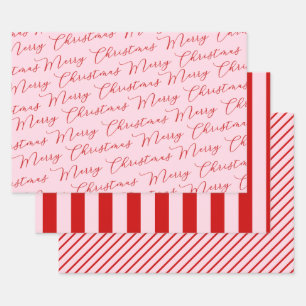Pink Red Classic Stripes Wrapping Paper Sheet