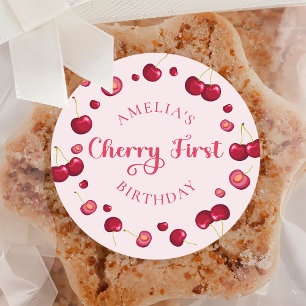 Pink Red Coquette Cherry on Top Birthday Sticker