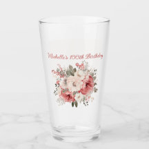 Pink Red Cream Watercolor Floral 100th Birthday