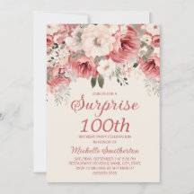 Pink Red Cream Watercolor Floral Surprise 100th