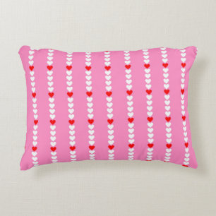 Pink Red Cute Simple Heart Stripe Y2K Pattern Decorative Cushion