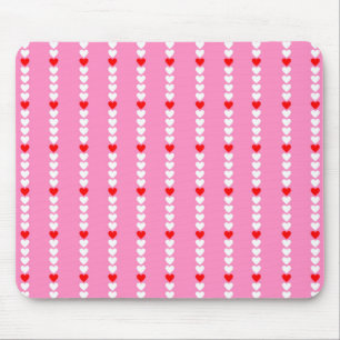 Pink Red Cute Simple Heart Stripe Y2K Pattern Mouse Pad