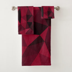 Pink red dark magenta geometric mesh pattern bath towel set