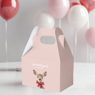 Pink & Red Deer Woodland Birthday Party Favour Box