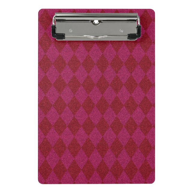 Pink & Red Diamond Glitter Mini Clipboard (Front)