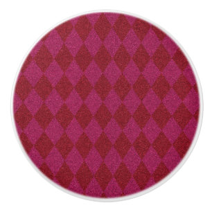 Pink & Red Diamond Glitter Pouf Ceramic Knob
