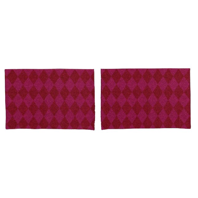 Pink & Red Diamond Glitter Pouf Pillowcase (Front-Set)