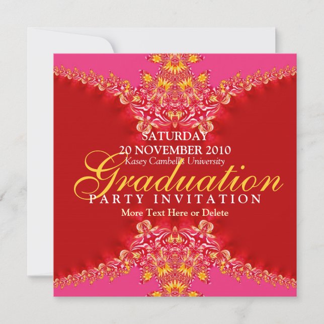 Pink & Red Digi Lace Graduation Invitation (Front)